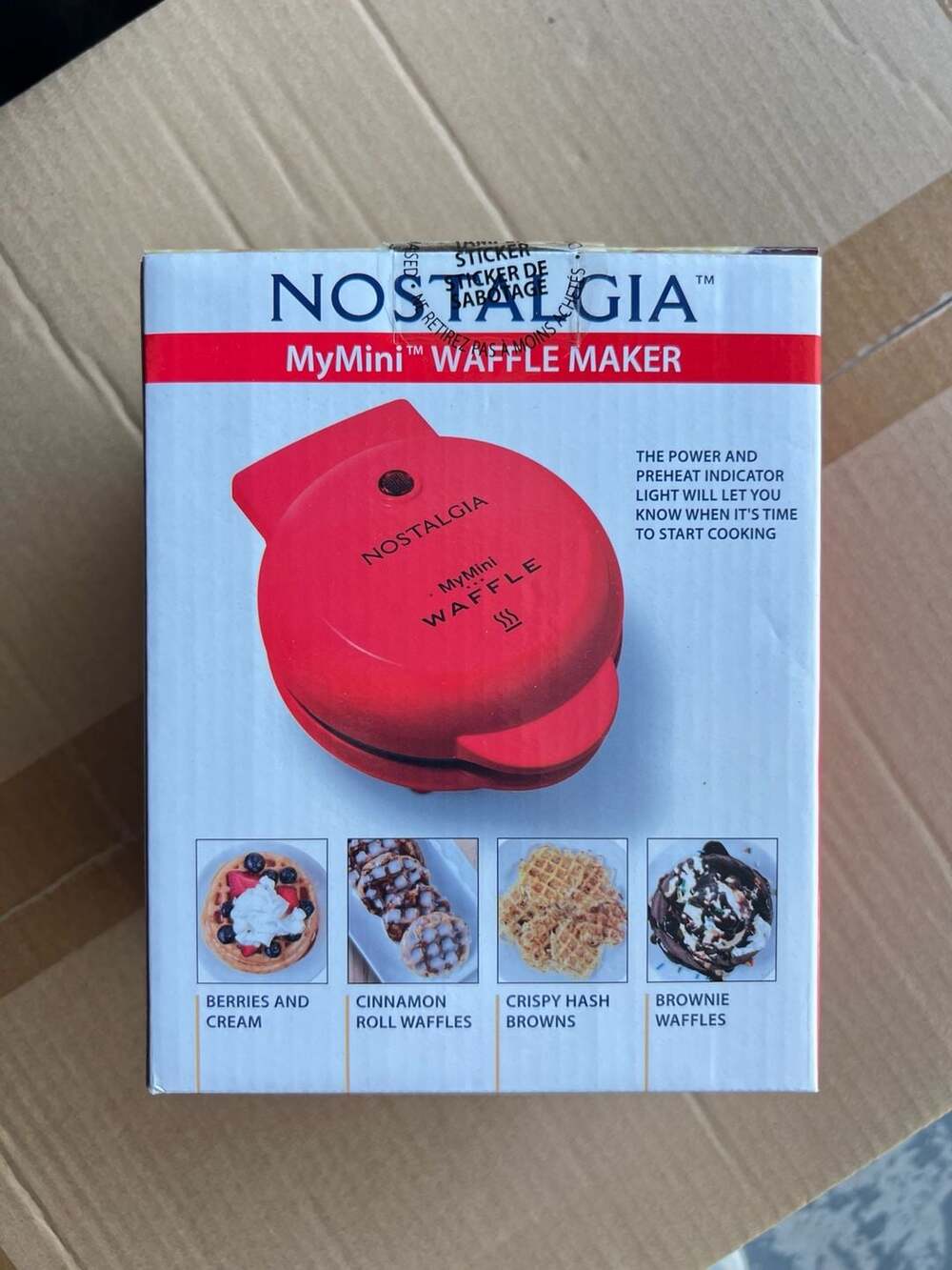 Nostalgia MyMini Waffle Maker, Red 5-Inch Non-Stick Compact Electric Waffle Iron